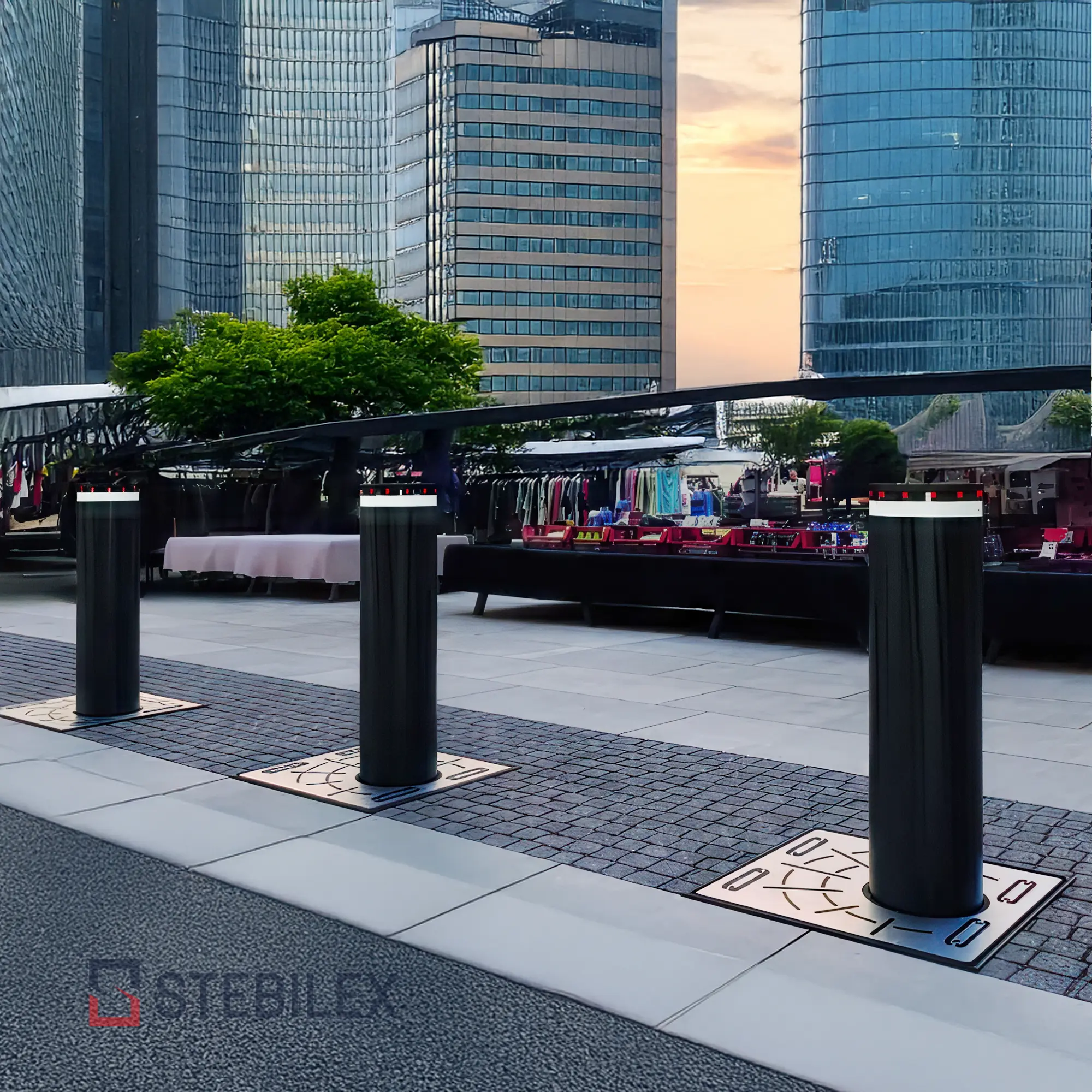 Pedestrian-friendly Hydraulic Bollards from Stebilex